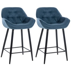 Juego de 2 taburetes de bar Gibson en tela azul