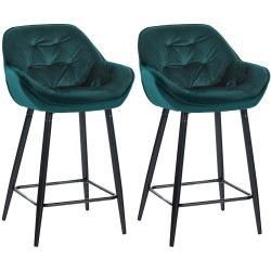 Juego de 2 taburetes de bar Gibson 76 en terciopelo verde oscuro