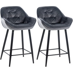 Juego de 2 taburetes de bar Gibson 76 en terciopelo gris oscuro
