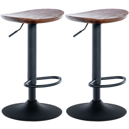 Juego de 2 taburetes de bar Skelde de nogal