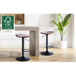 Juego de 2 taburetes de bar Skelde de nogal