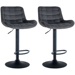 Juego de 2 taburetes de bar Tover de terciopelo gris oscuro