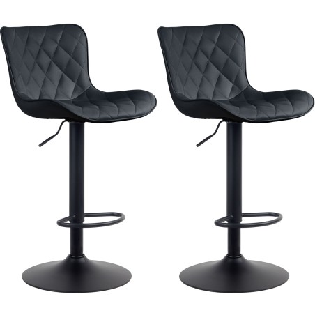 Juego de 2 taburetes de bar Emma en piel sintética negra