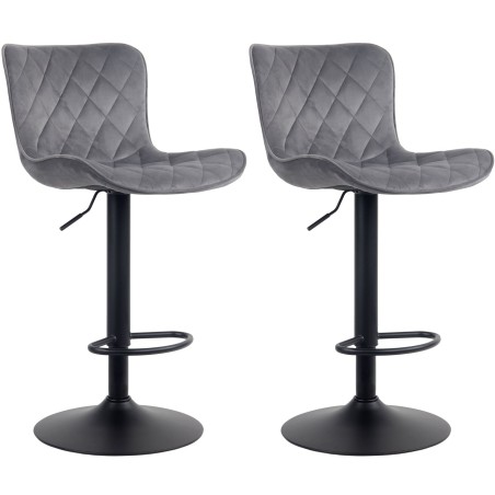 Juego de 2 taburetes de bar Emma de terciopelo gris oscuro