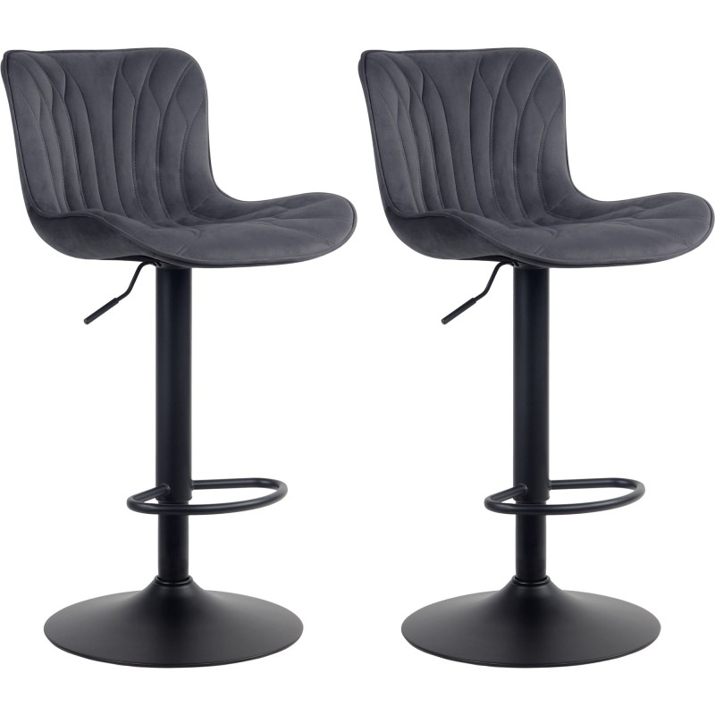 Juego de 2 taburetes de bar Linus en terciopelo negro