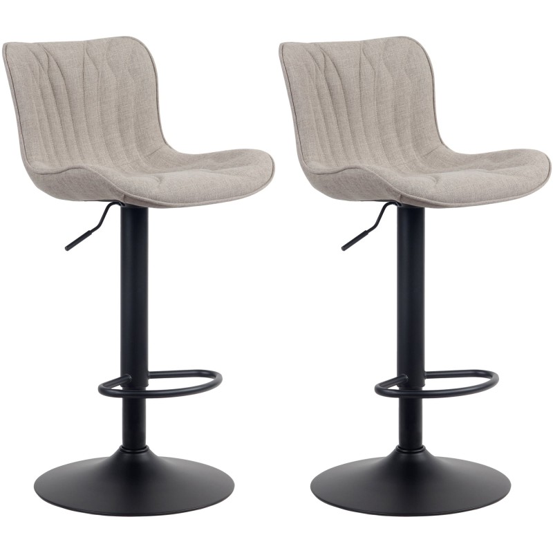 Juego de 2 taburetes de bar Linus en tela color topo