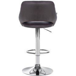 Taburete de bar Milet en piel sintética marrón con acabado cromado