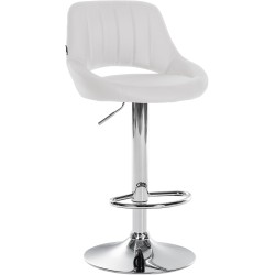Taburete de bar Milet en piel sintética cromada blanca