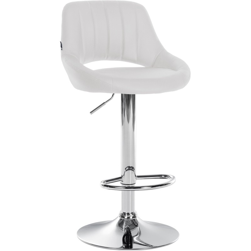Taburete de bar Milet en piel sintética cromada blanca