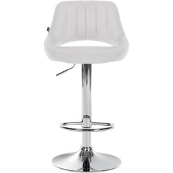 Taburete de bar Milet en piel sintética cromada blanca