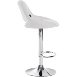 Taburete de bar Milet en piel sintética cromada blanca