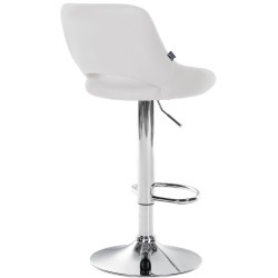 Taburete de bar Milet en piel sintética cromada blanca