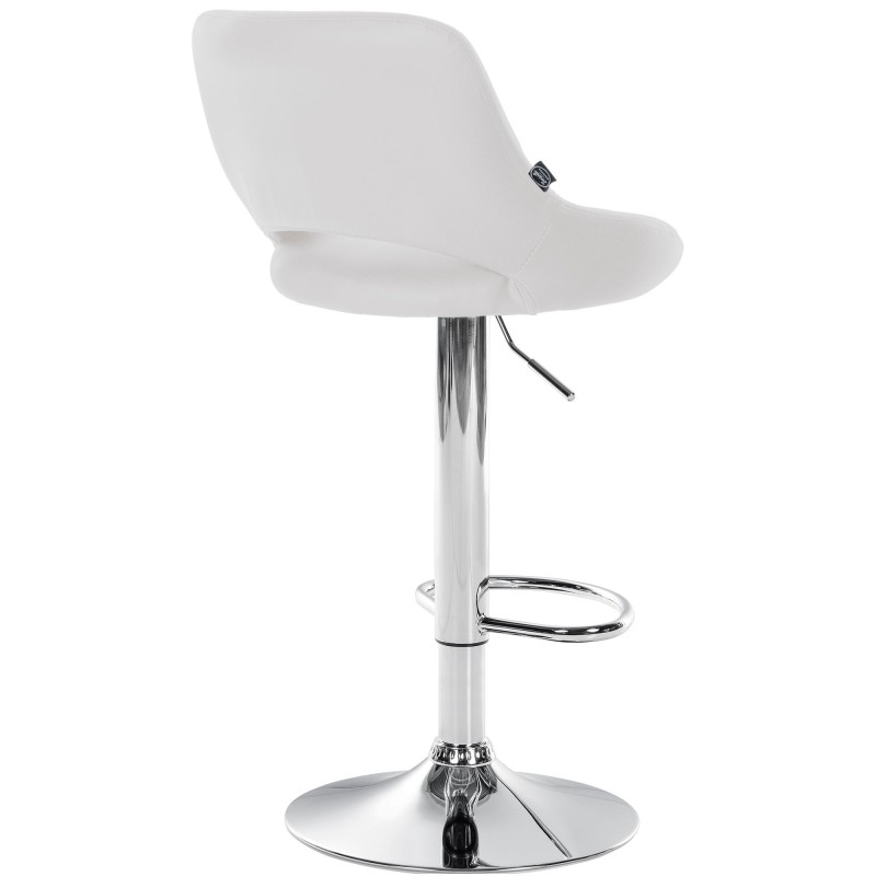 Taburete de bar Milet en piel sintética cromada blanca
