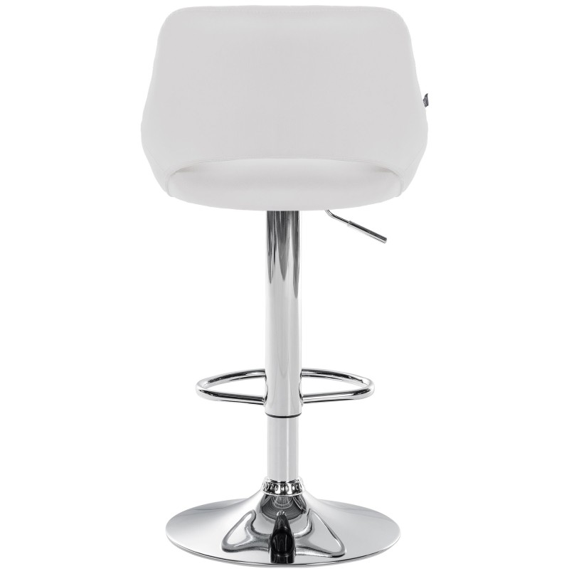 Taburete de bar Milet en piel sintética cromada blanca