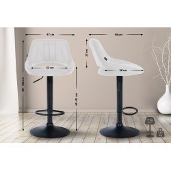 Taburete de bar Milet en piel sintética blanca y negra