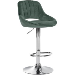Taburete de bar cromado de terciopelo verde Milet