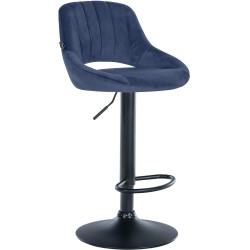 Taburete de bar Milet en terciopelo negro y azul