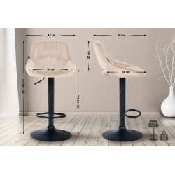 Taburete de bar Milet en terciopelo negro y crema Taburete de bar Milet en terciopelo negro y crema