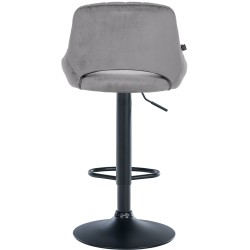 Taburete de bar Milet en terciopelo negro y gris oscuro