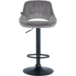 Taburete de bar Milet en terciopelo negro y gris oscuro