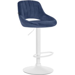 Taburete de bar Milet en terciopelo blanco y azul