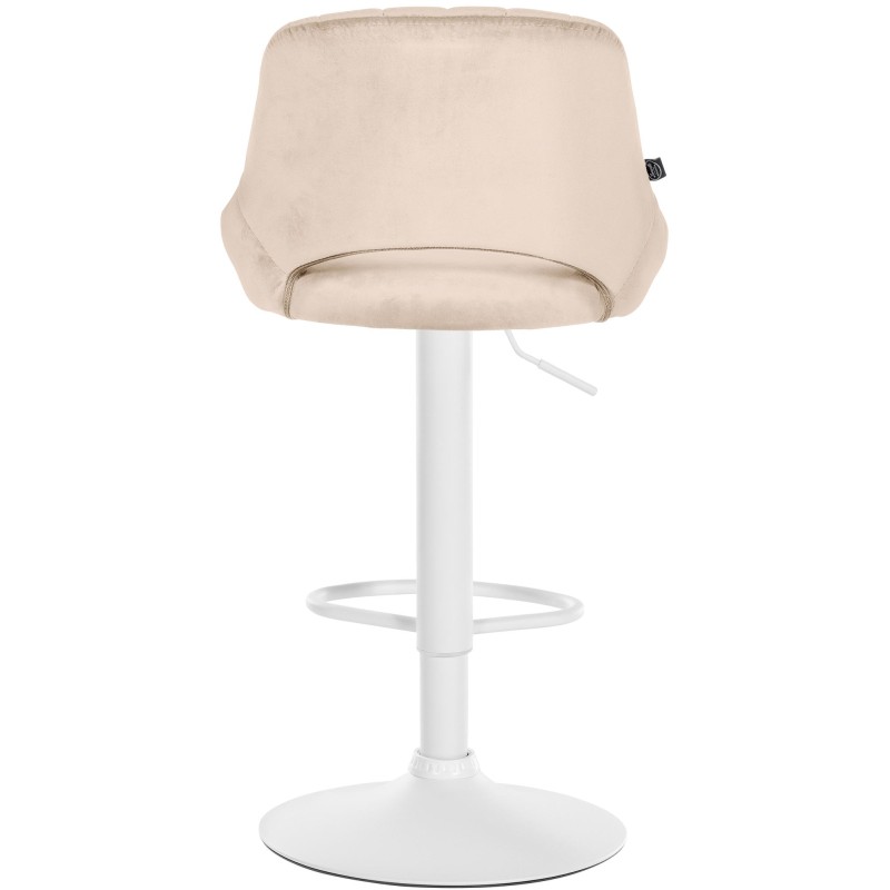 Taburete de bar Milet de terciopelo blanco crema