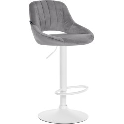Taburete de bar Milet en terciopelo blanco gris oscuro