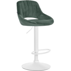 Taburete de bar Milet en terciopelo blanco y verde