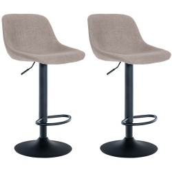 Juego de 2 taburetes de bar Loft en tela color topo