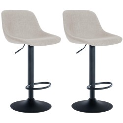Juego de 2 taburetes de bar Loft en tela color crema