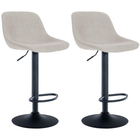 Juego de 2 taburetes de bar Loft en tela color crema