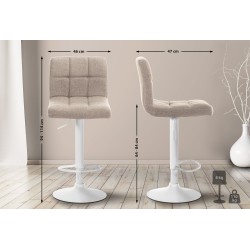Taburete de bar Calma en tela color blanco crema