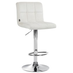 Taburete de bar de terciopelo cromado color crema Perú