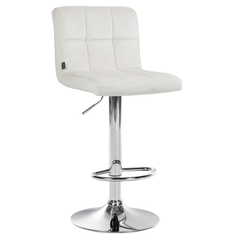 Taburete de bar de terciopelo cromado color crema Perú