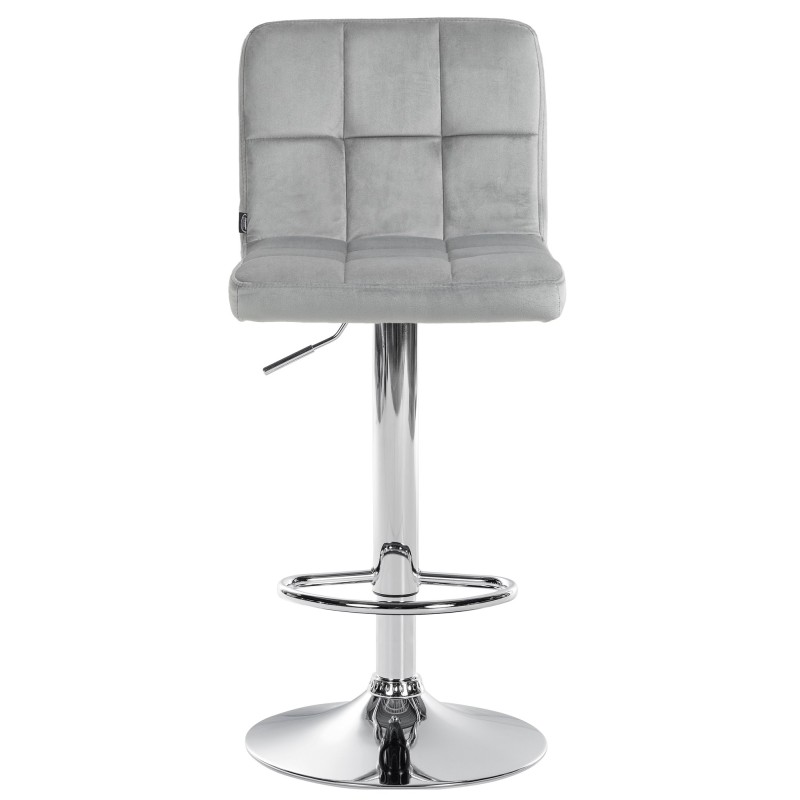 Taburete de bar Perú en terciopelo gris y cromo