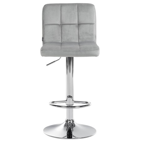Taburete de bar Perú en terciopelo gris y cromo