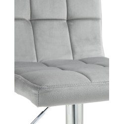 Taburete de bar Perú en terciopelo gris y cromo