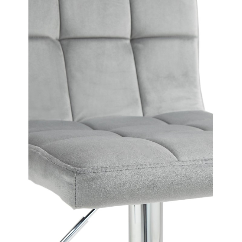 Taburete de bar Perú en terciopelo gris y cromo