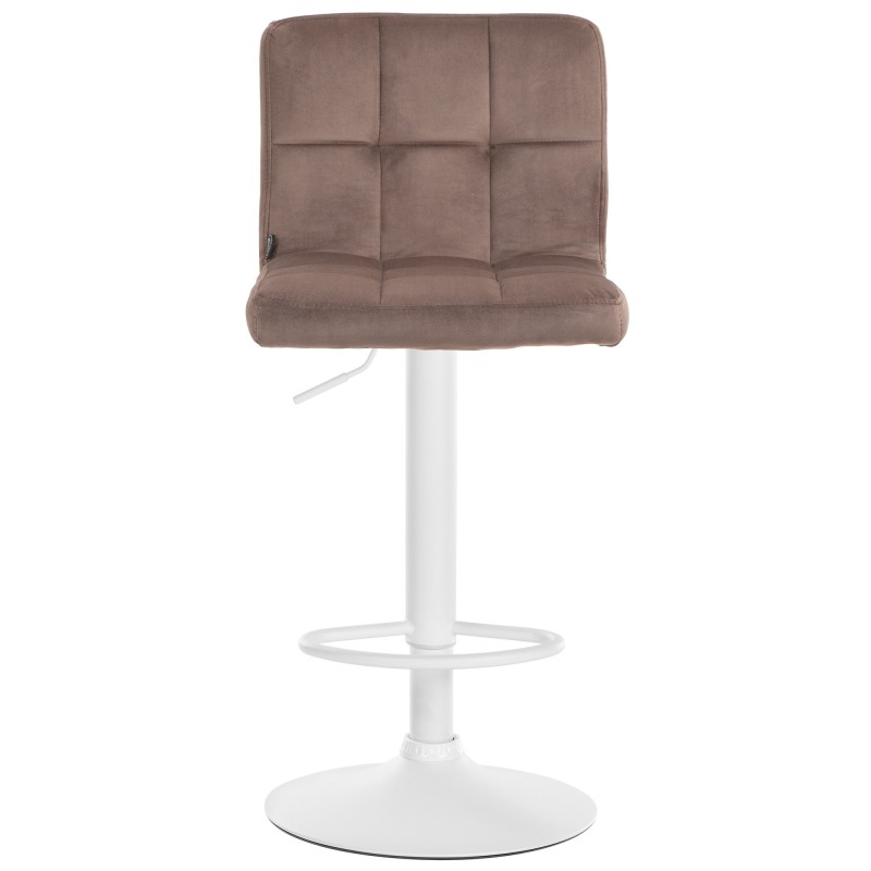 Taburete de bar Perú en terciopelo blanco y marrón