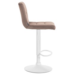 Taburete de bar Perú en terciopelo blanco y marrón