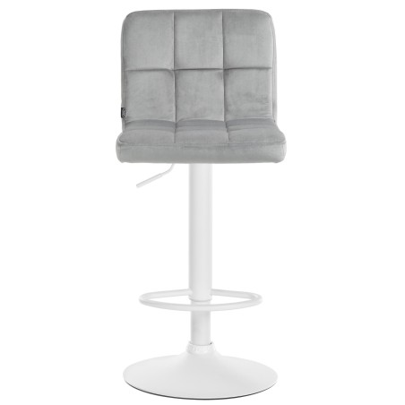 Taburete de bar Perú en terciopelo blanco y gris