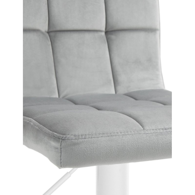 Taburete de bar Perú en terciopelo blanco y gris