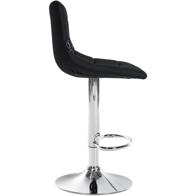 Taburete de bar Jerry en piel sintética cromada negra