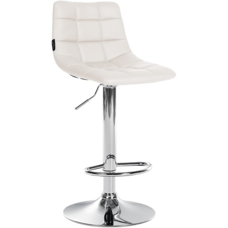 Taburete de bar Jerry en polipiel cromada blanca