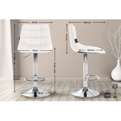 Taburete de bar Jerry en polipiel cromada blanca