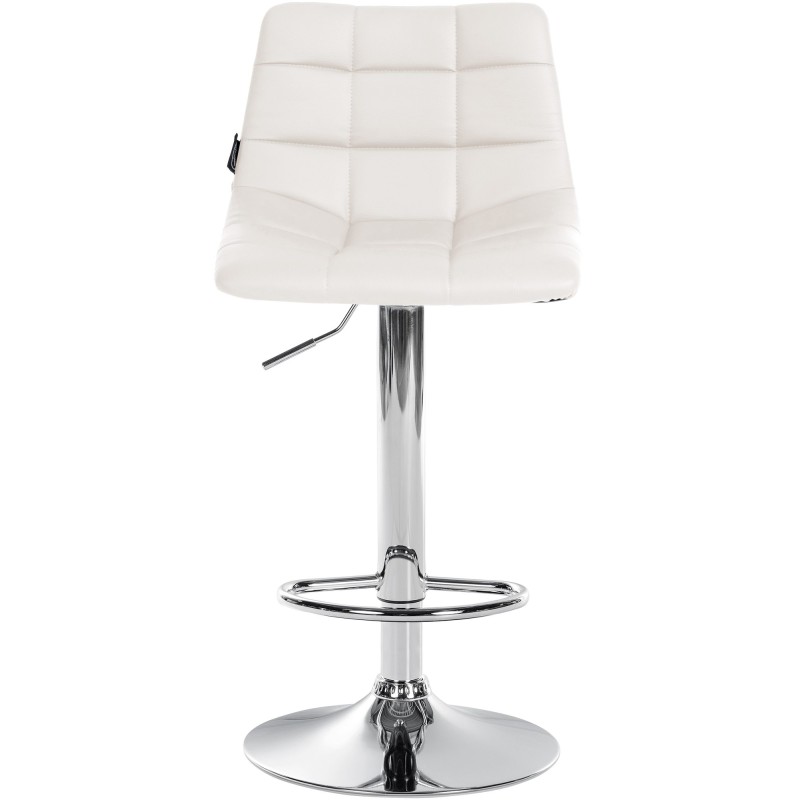 Taburete de bar Jerry en polipiel cromada blanca