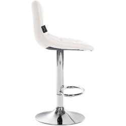 Taburete de bar Jerry en polipiel cromada blanca