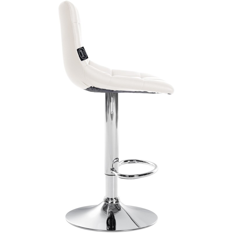 Taburete de bar Jerry en polipiel cromada blanca