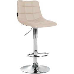 Taburete de bar Jerry de piel sintética color crema cromado