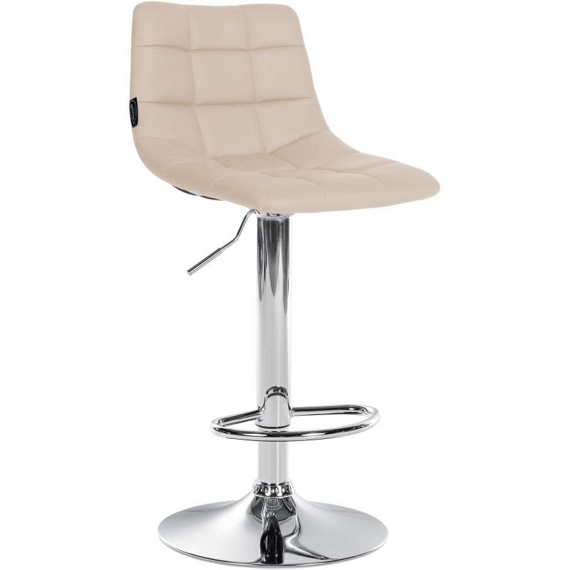 Taburete de bar Jerry de piel sintética color crema cromado